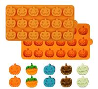 YJDM Silicone Halloween Pumpkin Molds, 2PCS 3D Pumpkin Halloween Candy Moulds 18 Cavity Chocolate Mould Pumpkin Silicone Cake Molds for Making Chocolate,Cake,Pudding,Jelly,ice Cubes