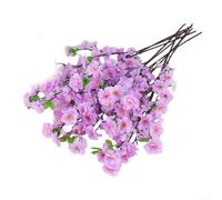 YJDOORPLAY Artificial Peach Blossom Branches 26.4inch Decorative Silk Flowering Stems Multi Colors Faux Blossoms for Home Wedding Hotel Living Room Indoor Decor(peach blossom purple)