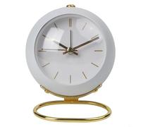 YJDOORPLAY Bedside Alarm Clock Silent Operation with Glowing Hands, Metal Mute Clock for Students Bedroom Office, Luminous Night Reading View Display, Minimalist Design Home Decor Timekeeper(White)