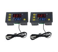 YJDOORPLAY Digital Temperature Controller AC 5V 12V 24V for 10K Sensor Probe -50 to 110°C Display Module Thermostat Switch for HVAC Freezer Air Conditioner 2 Pack(12V)