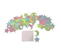 YJDOORPLAY Glow in the Dark Moon Stars Stickers for Bedroom Ceiling Wall Decals Kids Room Decoration Birthday Party Decor Reusable Light Absorbing Luminous Plastic Stickers 100 Pieces