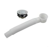 YJDOORPLAY Modern Bathtub Drain Stopper Assembly Kit for Bathroom Floor Waste Water Management System Alloy Construction Push Button Design Quick Release Mechanism Silver White