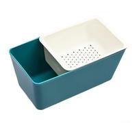 YJDOORPLAY Plastic Double Layered Square Snack Dish with Drainage Function for Wet Fruits and Dry Treats Practical Home and Party Accessory (1)