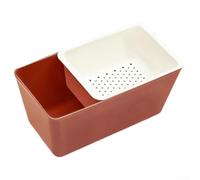 YJDOORPLAY Plastic Double Layered Square Snack Dish with Drainage Function for Wet Fruits and Dry Treats Practical Home and Party Accessory (2)