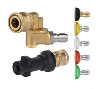 YJDOORPLAY Pressure Washer Quick Connect Kit with 5 or 7 Adjustable Nozzles, 1/4 Inch Swivel Elbow Connector, 4500 PSI Rotary Fitting for Garden Cleaning Tasks(Five-speed)