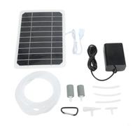 YJDOORPLAY Solar Oxygen Pump Kit with 5W Panel, 21.5% Efficiency USB Air Pump for Fish Tanks, Portable Aerators with Double Air Stones and Tubes for Ponds