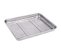 YJDOORPLAY Stainless Steel Baking Sheet with Cooling Rack Set Professional Kitchen Cookware Tray for Oven Roasting Vegetables Wings Cookie(26 * 20 * 2.5cm)