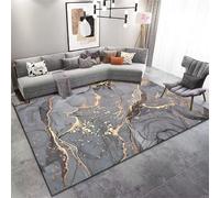 YJDRUG Grey Gold Marble Pattern Rug 60x110cm - Luxury Soft Kids Runner Carpet for Living Room, Bedroom, Home Office - Modern Home Décor - Non-Slip Machine Washable Carpet