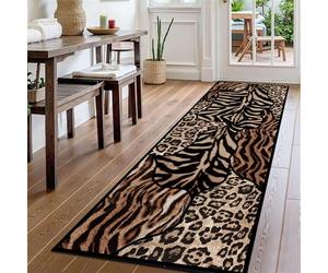 YJDRUG Leopard Cheetah Runner Rug, 60x180cm,Stain Resistant Machine Washable Long Carpet for Hallway, Kids Bedroom, Entryway, Foldable Wrinkle-Free Animal Print Rug, Non-Slip Durable Indoor Floor Mat