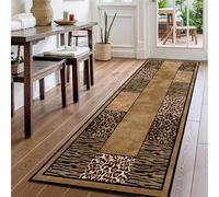 YJDRUG Leopard Print Runner Rug,60x120cm,Anti-Slip Hallway Carpet With Cheetah/Tiger/Zebra Patterns, Washable Rubber Backed Long Rugs for Stairs, Bedroom, Kitchen,Faux Animal Print Floor Mat
