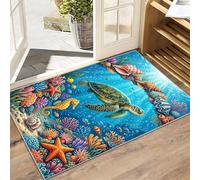 YJDRUG Modern Marine Mat 60x110cm, Artistic Underwater Scene Area Rug, Non-Slip Washable Home Carpet, Vibrant Sea Life Rug for Living Room Bedroom Decor
