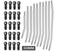 YJDTESVC 313mm/324mm Metal Link Set Linkage Steering Rod with Nylon End Kit for Axial SCX10 SCX10II 90046 1/10 RC Crawler Car(324mm)