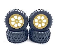 YJDTESVC 4Pcs 82mm Rubber Tire Metal Wheel Rim 12mm Hex for MJX H16 16207 16208 16210 HBX 16889 SG1601 SCY 16101 1/16 RC