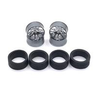 YJDTESVC Metal Wheel Rim Rubber Tire Set for Wltoys 284131 K969 K989 P929 Mini-Z Mini-Q Mini-D IW04M 1/28 RC Car Upgrade Parts,4