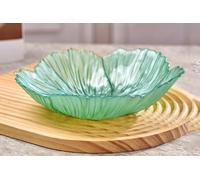 YJDZ Nordic Modern Crystal Glass Fruit Bowl, Pearlescent Flower Shape, Large Decorative Snack Plate for Household Use(Green,25.7x6.3cm)