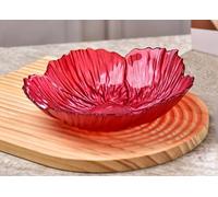YJDZ Nordic Modern Crystal Glass Fruit Bowl, Pearlescent Flower Shape, Large Decorative Snack Plate for Household Use(Red,25.7x6.3cm)