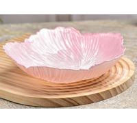 YJDZ Nordic Modern Crystal Glass Fruit Bowl, Pearlescent Flower Shape, Large Decorative Snack Plate for Household Use(Pink,31x7.4cm)