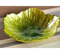 YJDZ Nordic Modern Crystal Glass Fruit Bowl, Pearlescent Flower Shape, Large Decorative Snack Plate for Household Use(Brass,31x7.4cm)