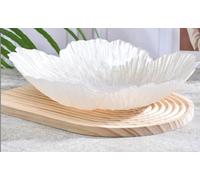 YJDZ Nordic Modern Crystal Glass Fruit Bowl, Pearlescent Flower Shape, Large Decorative Snack Plate for Household Use(White,19x4.8cm)