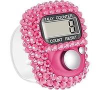 Yjemle 1Pc Pink Electronic Finger Tally Counter Clicker Counter,Portable Digital Display Tally Counter,Resettable Mini Lap Counter for Golf Goods Counting Accessories,Track and Field Lap Counters