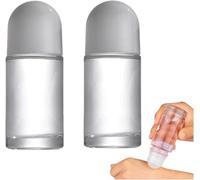 Yjemle 2 Pcs 50ML Glass Empty Roller Bottles with Plastic Roller Ball, Roll On Bottles Containers Leak Proof Massage Roller Ball with White Cap for Essential Oil Refillable Containers