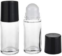 Yjemle 2Pcs Black Clear Empty Glass Essential Oil Roller Bottles Vials Containers Refillable Roll-on Bottle, 30ML Refillable Cosmetic Containers,Roll On Bottles,Roller Bottle