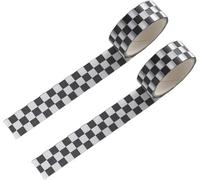 Yjemle 2Pcs Black White Decorative Tape Compact Checkerboard Pattern Paper Tape DIY Fade-Resistant Arts Black White Washi Tape and Crafts Tape Arts, Crafts Adhesives Adhesives
