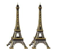 Yjemle 2Pcs Eiffel Tower Statue Decor Mini Metal Eiffel Tower Model Figurine for Souvenirs, Cake Table Decor, Gifts, Party, Home Decoration(10cm/4 inch)