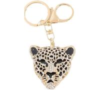 Yjemle Gold Leopard Bag Pendant, Gold Rhinestone Keychain Leopard Charm, Cute Cheetah Head Purse Key Ring Chain Adornment for Wallets Handbags Keyrings, Keychains and Charms (5.1脳5cm)