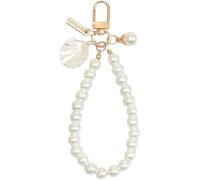 Yjemle White Pearl Mobile Lanyard Universal Phone Chain, Beaded Phone Lanyard Wrist Strap Anti Lost Phone Charm Strap Fashion Case Keychain Wallet Decoration Pendant for Women Decor