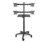 YJEUZCD Rolling TV Stand With Shelf For 12-27 Inch TVs, Portable Mobile TV Cart, Height Adjustable Home Office TV Screen Stand(Black-B,4 screens)