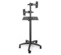 YJEUZCD Rolling TV Stand With Shelf For 12-27 Inch TVs, Portable Mobile TV Cart, Height Adjustable Home Office TV Screen Stand(Black-B,Top and bottom screens)
