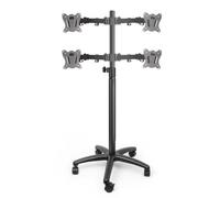 YJEUZCD Rolling TV Stand With Shelf For 12-27 Inch TVs, Portable Mobile TV Cart, Height Adjustable Home Office TV Screen Stand(Black-A,4 screens)