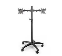 YJEUZCD Rolling TV Stand With Shelf For 12-27 Inch TVs, Portable Mobile TV Cart, Height Adjustable Home Office TV Screen Stand(Black-A,2 screens)