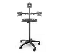 YJEUZCD Rolling TV Stand With Shelf For 12-27 Inch TVs, Portable Mobile TV Cart, Height Adjustable Home Office TV Screen Stand(Black-B,3 screens)