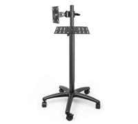 YJEUZCD Rolling TV Stand With Shelf For 12-27 Inch TVs, Portable Mobile TV Cart, Height Adjustable Home Office TV Screen Stand(Black-B,1 screen)