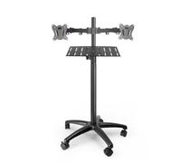 YJEUZCD Rolling TV Stand With Shelf For 12-27 Inch TVs, Portable Mobile TV Cart, Height Adjustable Home Office TV Screen Stand(Black-B,2 screens)