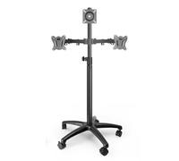 YJEUZCD Rolling TV Stand With Shelf For 12-27 Inch TVs, Portable Mobile TV Cart, Height Adjustable Home Office TV Screen Stand(Black-A,3 screens)
