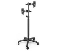 YJEUZCD Rolling TV Stand With Shelf For 12-27 Inch TVs, Portable Mobile TV Cart, Height Adjustable Home Office TV Screen Stand(Black-A,Top and bottom screens)