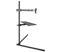 YJEUZCD TV Floor Stand With Shelf For 12 To 27 Inch Screens, Height Adjustable Screen Stand With Mount, Bedroom Office Flat Panel Stand(Black-B,120cm)