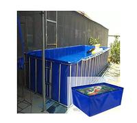 YJFENG Foldable Fish Pond, Temporary Waterproof Canvas Holding Tank, 0.5mm Heavy Duty Tarp Water Storage Pool for Saltwater Fish, Koi Turtles with Drain (Color : Blue, Size : 4x2x1M)
