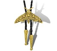 Yjfeshion Bolo Tie for Men Moon Movement Moth Bolo Tie Native Insect Pendant Handmade Leather Goth Punk Retro Bola Tie Vintage Gold