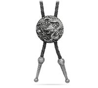 Yjfeshion Cowboy Bolo Tie for Men Handmade Leather Necktie Chinese Dragon Playing with Pearl Design Bola Tie for Men Women Unique Gift Vintage Silver Dragon Play Bead