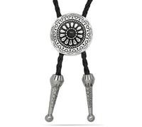 Yjfeshion Western Native American Art Stone Cowboy Tie Handmade Leather Bolo Tie For Men Women Costume Vintage Silver