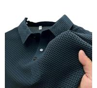 YJHLY Polo Shirt Summer T Shirt Mesh Ice Silk Cool Down Breathable Short Sleeve Men'S Shirt Collar Solid Polo Shirt Half Sleeve Men Clothing-Blue-2Xl 75-85Kg