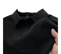 YJHLY Polo Shirt Summer T Shirt Mesh Ice Silk Cool Down Breathable Short Sleeve Men'S Shirt Collar Solid Polo Shirt Half Sleeve Men Clothing-Black-M 45-55Kg