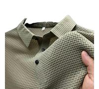 YJHLY Polo Shirt Summer T Shirt Mesh Ice Silk Cool Down Breathable Short Sleeve Men'S Shirt Collar Solid Polo Shirt Half Sleeve Men Clothing-Khaki-Xl 65-75Kg