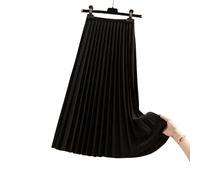 YJHLY Skirt Women Versatile Large Swing Skirt Slimming A-Line Skirt Waisted Pleated Skirt For Women Spring And Autumn Mid-Length-Black-M