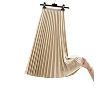 YJHLY Skirt Women Versatile Large Swing Skirt Slimming A-Line Skirt Waisted Pleated Skirt For Women Spring And Autumn Mid-Length-Beige-Xl