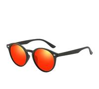 YJHLY Sunglasses Fashion Round Polarized Sunglasses Men Women Classic Vintage Black Driving Sun Glasses Circle Oval Retro Sunglass Uv400-03 Red Mirror-Polarized